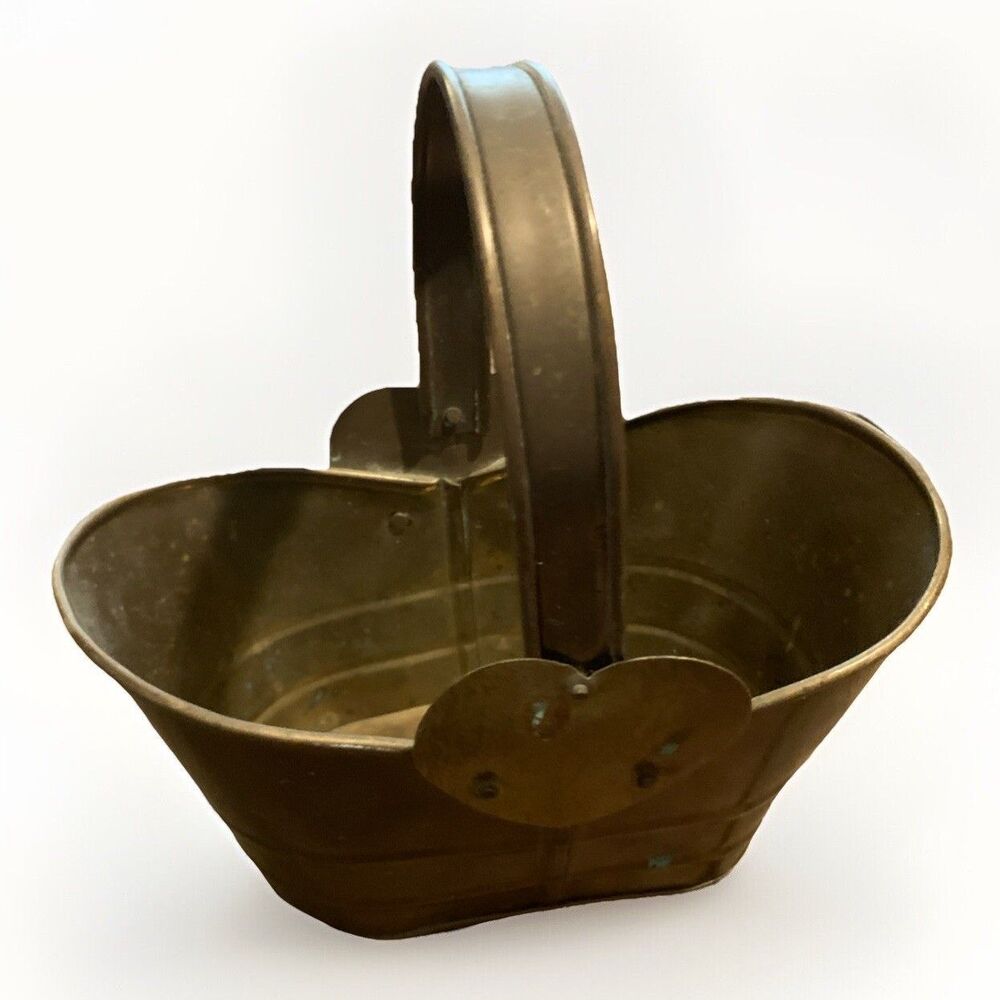VINTAGE BRASS BASKET WITH SWING HANDLE-MADE IN INDIA